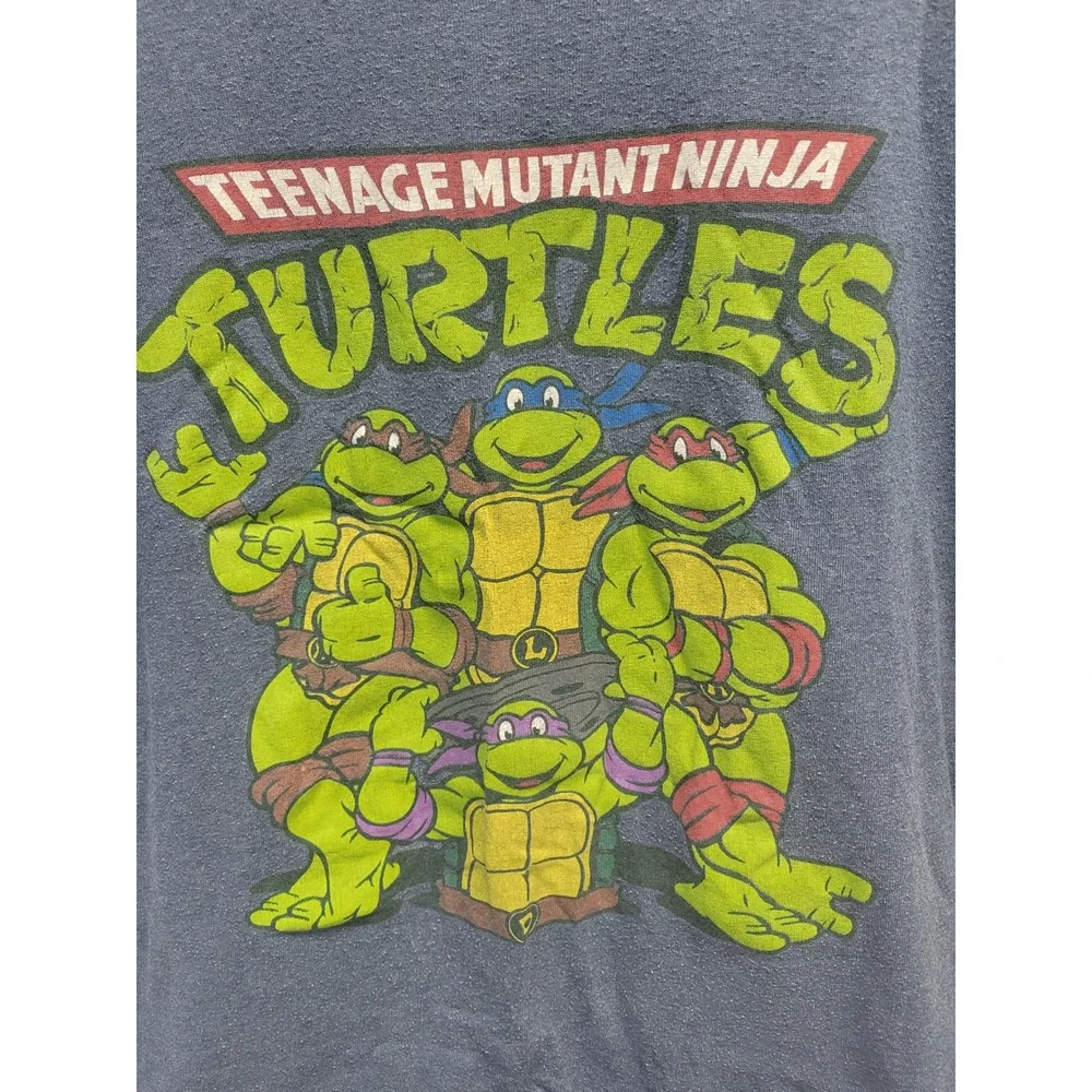 Teenage Mutant Ninja Turtles Graphic T-Shirt Mens XL Heather Blue Retro TMNT Tee